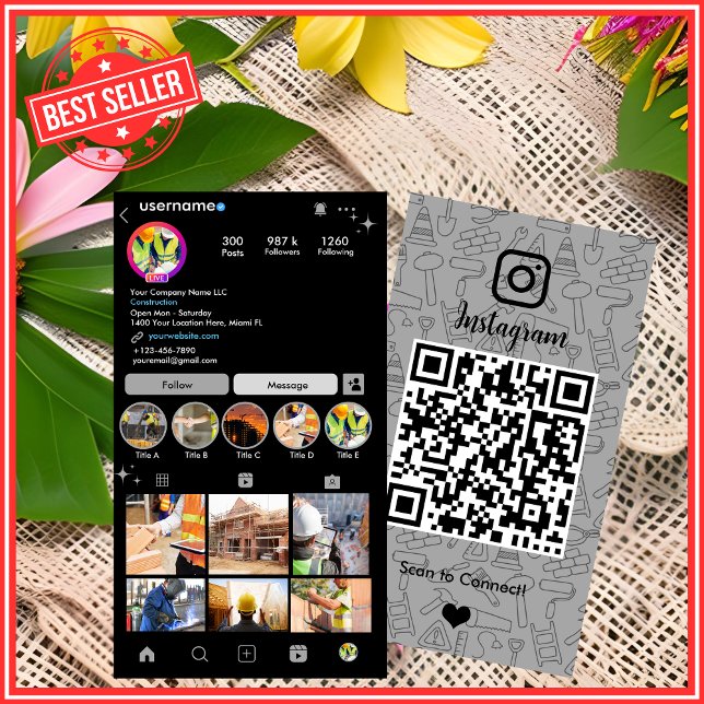 Gebäude Construction Instagram QR Code Visitenkarte (Von Creator hochgeladen)