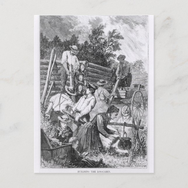 Gebäude der Blockhütte Postkarte (Vorderseite)