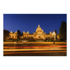 Gebäude des britischen Kolumbien-Parlaments nachts Fotodruck