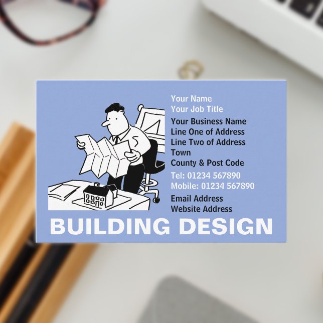 Gebäude Design Cartoon Visitenkarte (Building Design Business Card)