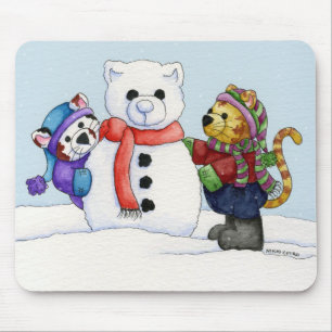 Gebäude eine Schnee-Katze Mousepad