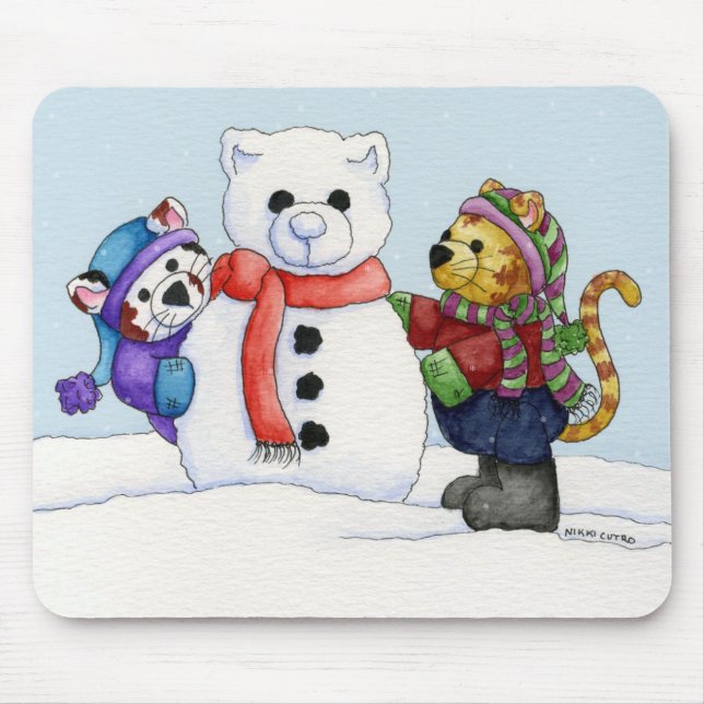 Gebäude eine Schnee-Katze Mousepad (Vorne)