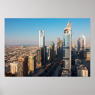 Gebäude entlang der Sheikh Zayed Road, Dubai Poster