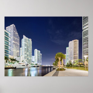 Gebäude entlang des Miami River Riverwalk Poster