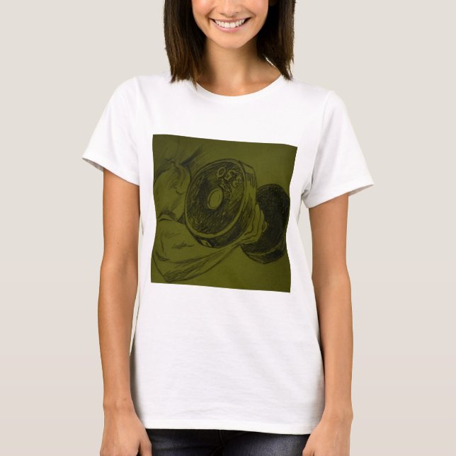 Gebäude Fitness Stift Skizze T-Shirt (Vorderseite)