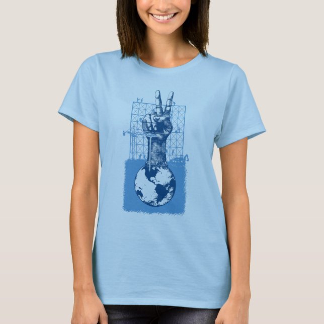 Gebäude-Friedensblaues Damen-Baby - Puppe T-Shirt (Vorderseite)