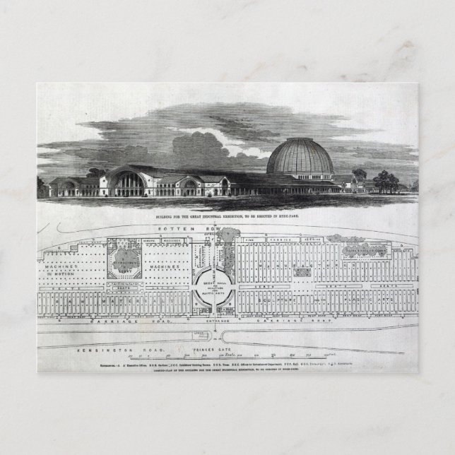 Gebäude für die Große Industrieausstellung Postkarte (Vorderseite)
