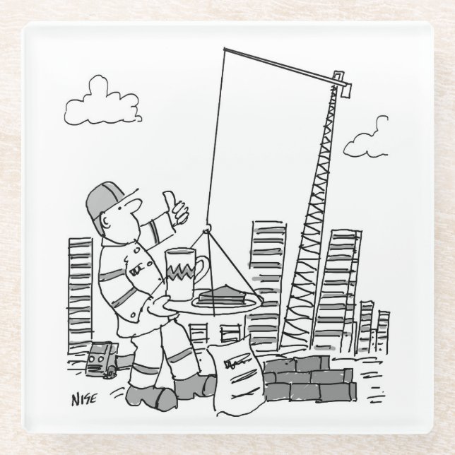 Gebäude-Overhead-Kranbetreiber Glasuntersetzer (Vorderseite)