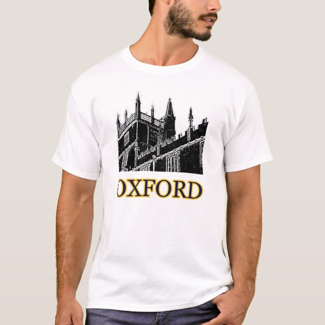 Gebäude Oxfords England windt sich schwarzes T-Shirt (Vorderseite)