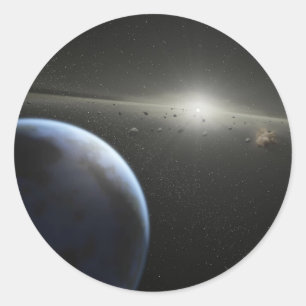 Gebäude-Planeten Runder Aufkleber