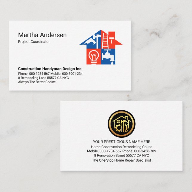 Gebäude Roof von Creative Handyman Tools Visitenkarte (Vorne/Hinten)