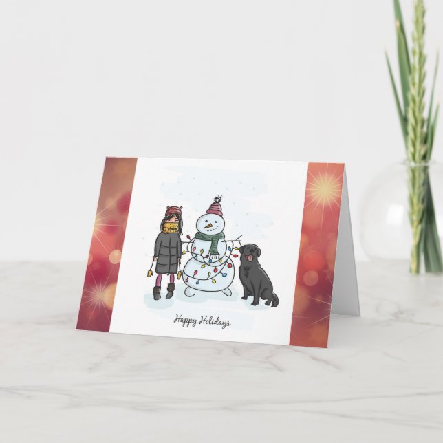 Gebäude Snowman Personalisiert Card Feiertagskarte (Vorderseite)