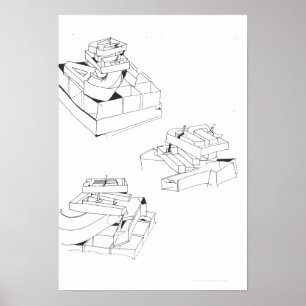 Gebäude Spiele 3 Stapelbriefe Zeichnete 18 P Poster