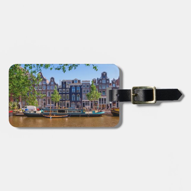 Gebäude und Kanal in Amsterdam, Niederlande Gepäckanhänger (Vorderseite horizontal)