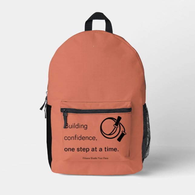 Gebäude-Vertrauen, Schritt für Schritt - Orange Bedruckter Rucksack (Vorderseite)