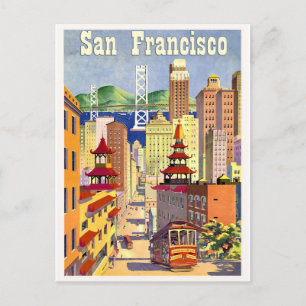 Gebäude von San Francisco, Straßenbahn Postkarte