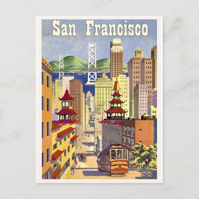 Gebäude von San Francisco, Straßenbahn Postkarte (Vorderseite)