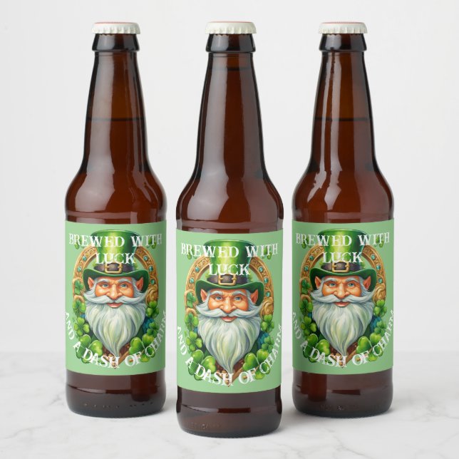 Gebaut mit dem Glück ein Stück Charm St Patrick's  Bierflaschenetikett (Flaschen)
