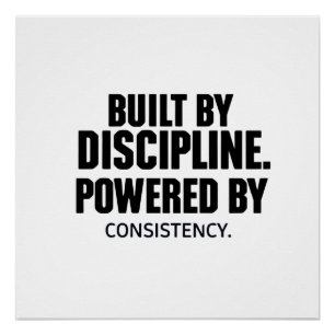 Gebaut von Disziplin Fitness-Shirt – Gym Motivatio Poster