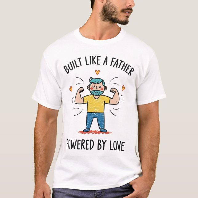Gebaut wie ein Vater, angetrieben von Liebe Vatert T-Shirt (Vorderseite)