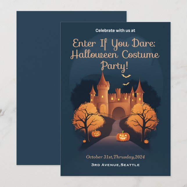Geben Sie an, wenn Sie wagen Halloween Kostüm Part Einladung (Vorne/Hinten)