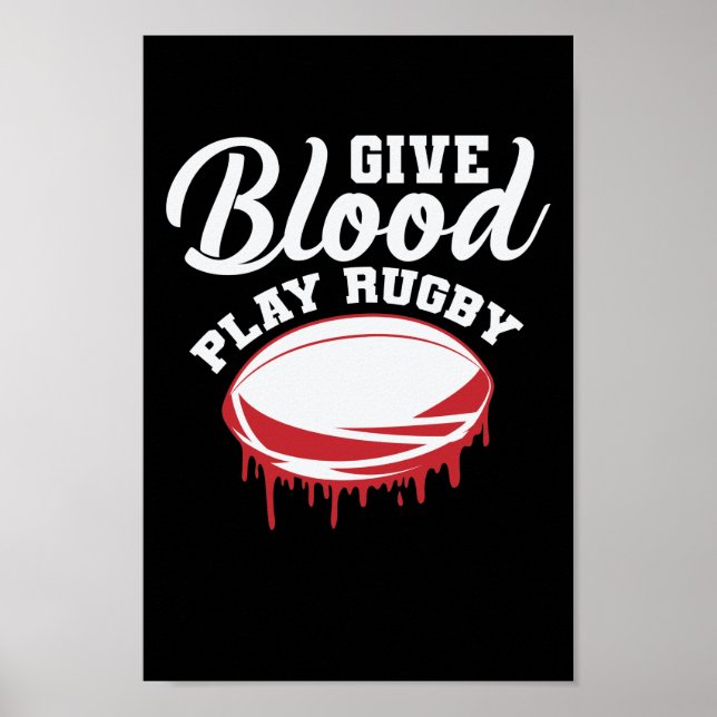 Geben Sie Blood Play Rugby Football Sport Poster (Vorne)