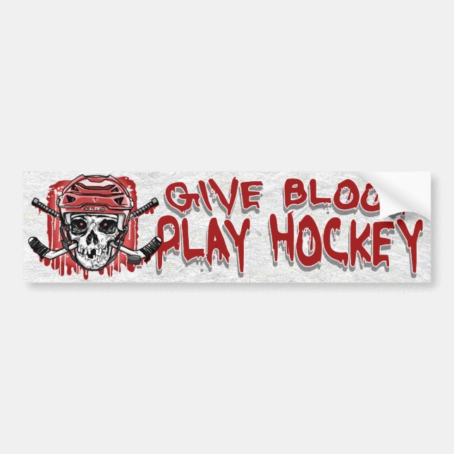 Geben Sie Blut Play Hockey Red Autoaufkleber (Vorne)