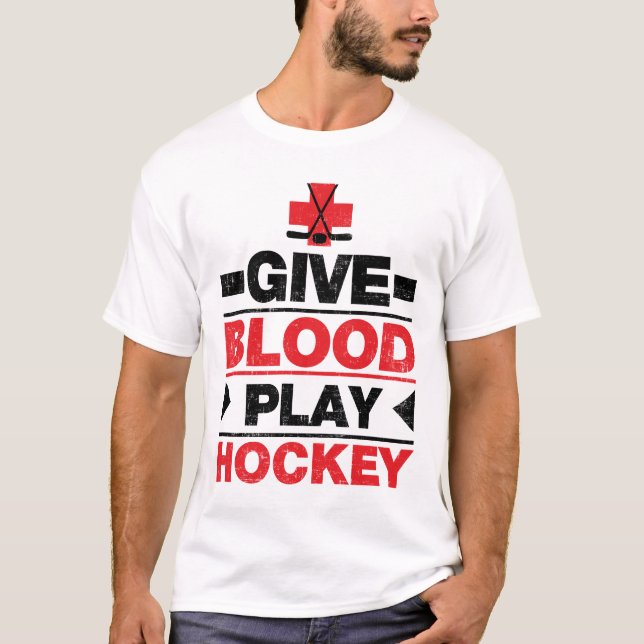 Geben Sie Blut-Spiel-Hockey T-Shirt (Vorderseite)