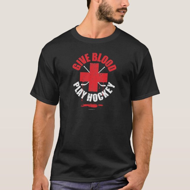 Geben Sie Blut-Spiel-Hockey T-Shirt (Vorderseite)