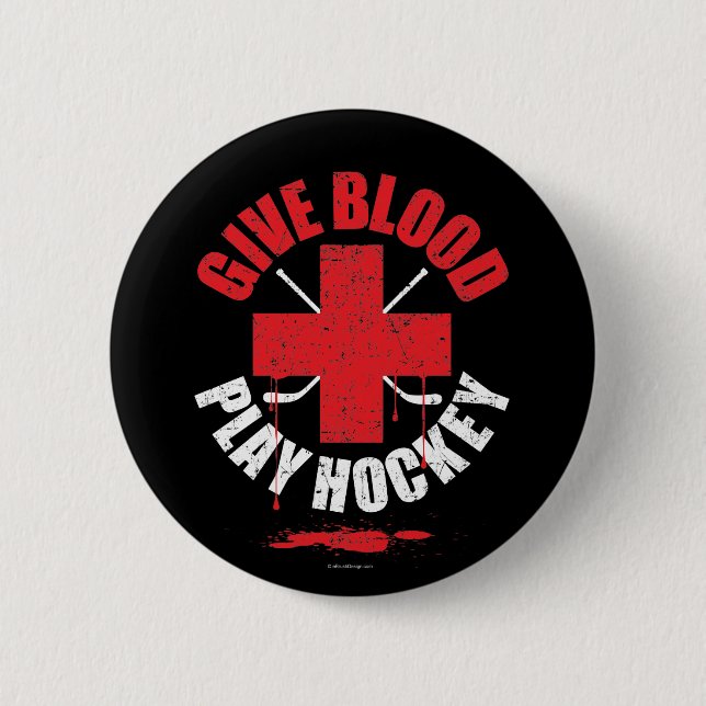Geben Sie Blut-Spiel-Hockey v1 Button (Vorderseite)