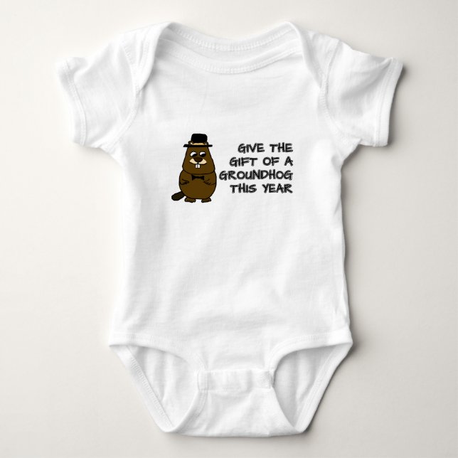 Geben Sie das Geschenk eines Groundhog in diesem J Baby Strampler (Vorderseite)