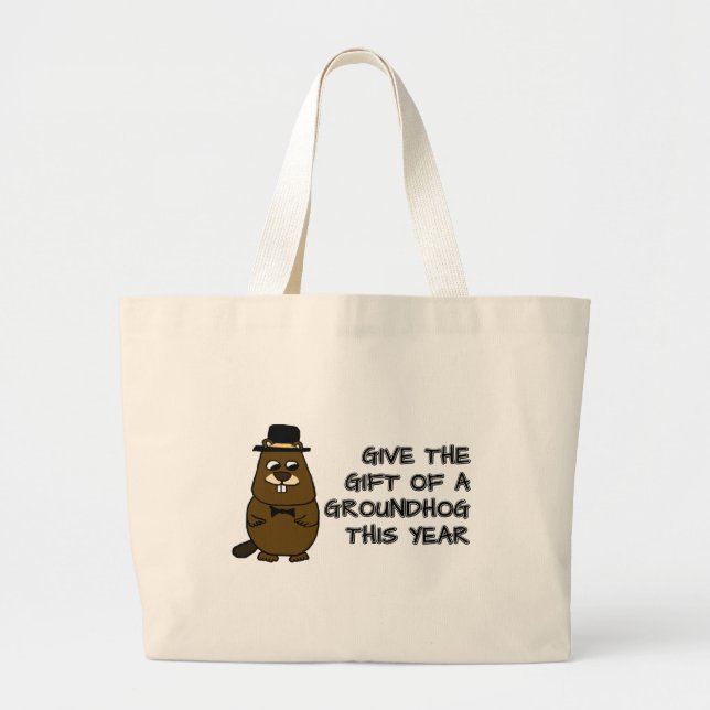 Geben Sie das Geschenk eines Groundhog in diesem J Jumbo Stoffbeutel (Vorne)
