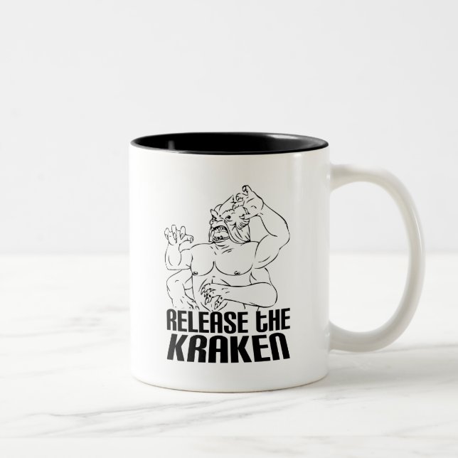 Geben Sie das Kraken frei Zweifarbige Tasse (Rechts)