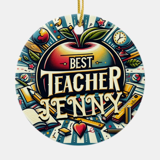 Geben Sie dem besten Lehrer einen Namen Keramik Ornament (Vorne)