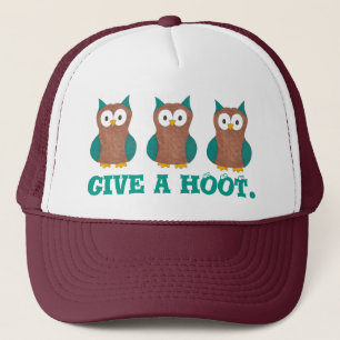 Geben Sie dem Cartoon Brown Owl Bird Eyes eine sch Truckerkappe