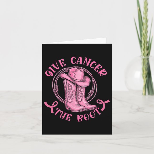Geben Sie dem Krebs den Western "Boot Pink Breast  Karte (Vorderseite)