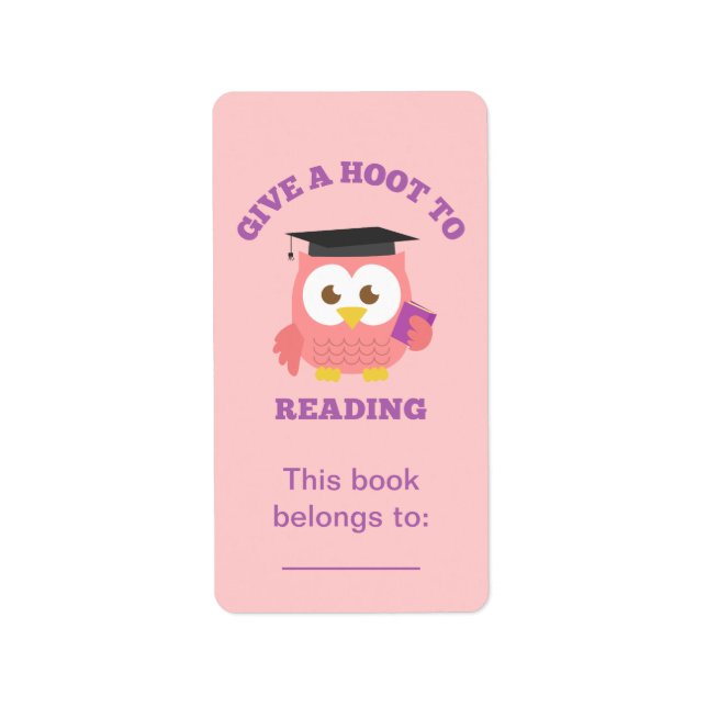 Geben Sie dem Lesen ein Hoot, Buch Adressaufkleber (Vorne)