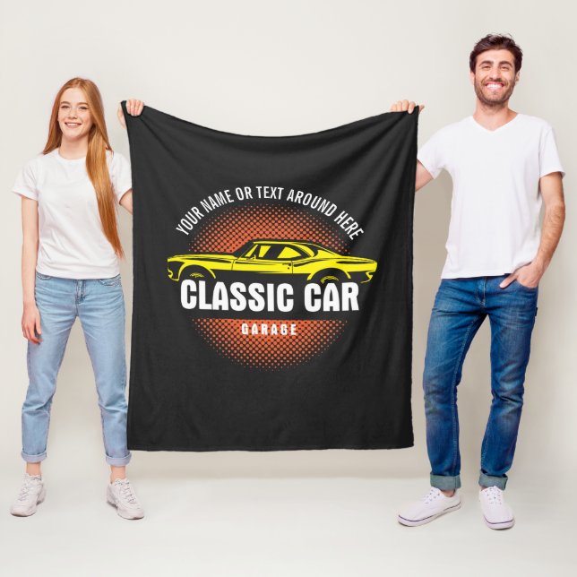 Geben Sie den Namen "Gelbes klassisches Auto" ein Fleecedecke (Beispiel)