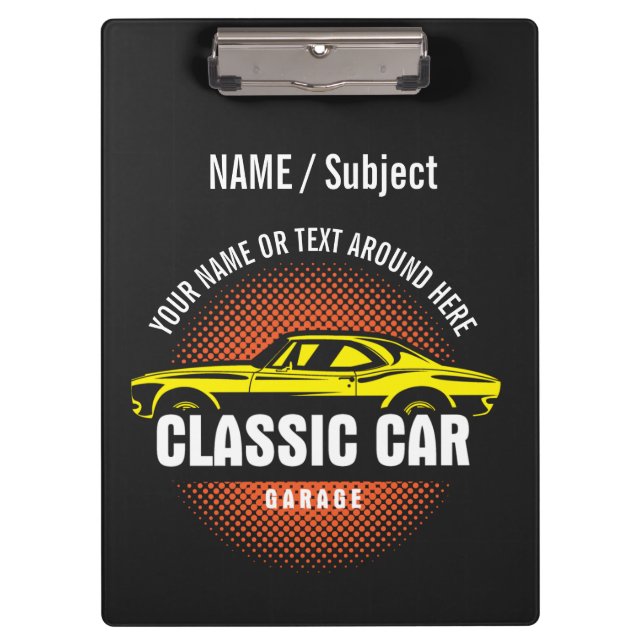 Geben Sie den Namen "Gelbes klassisches Auto" ein Klemmbrett (Vorderseite)
