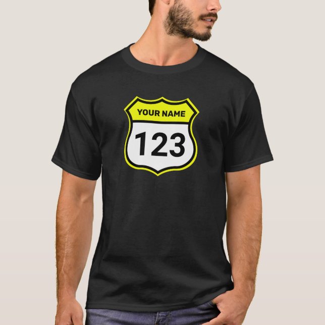 Geben Sie den Namen Ihrer Kennziffer Gelb ein T-Shirt (Vorderseite)