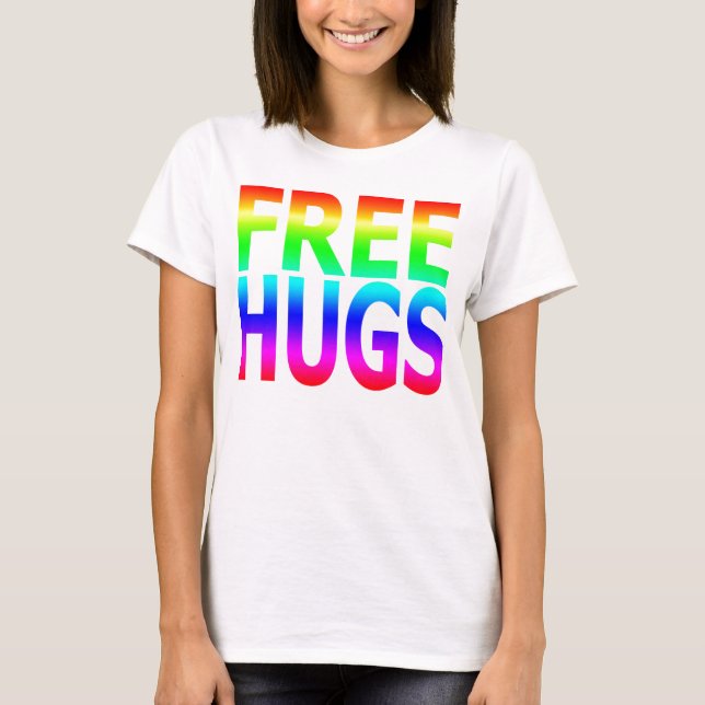 GEBEN Sie den Regenbogen angepasste T UMARMUNGEN T-Shirt (Vorderseite)
