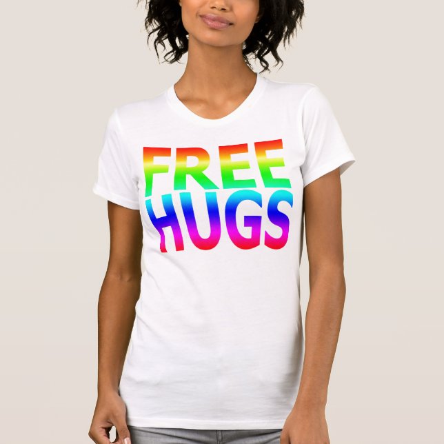 GEBEN Sie der Regenbogen-Trägershirt UMARMUNGEN T-Shirt (Vorderseite)