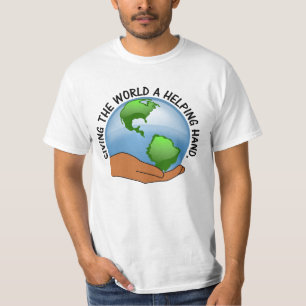 Geben Sie der Welt eine helfende Hand und einen T-Shirt