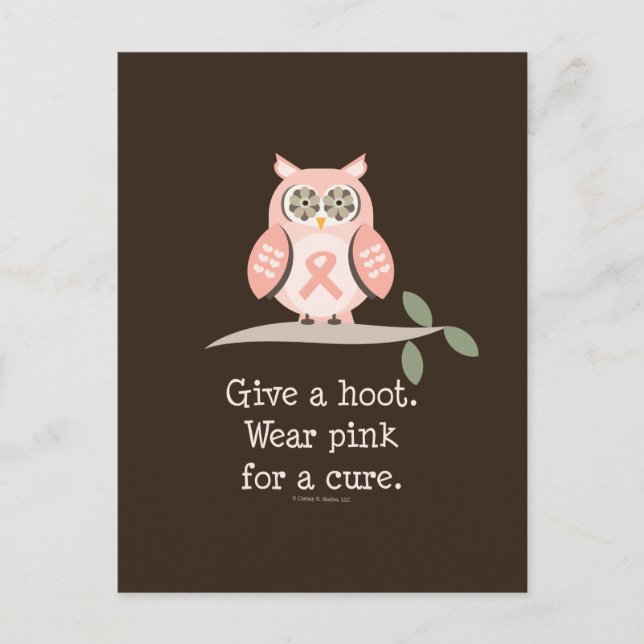 Geben Sie eine Hoot Pink Ribbon-Schüssel Postkarte (Vorderseite)