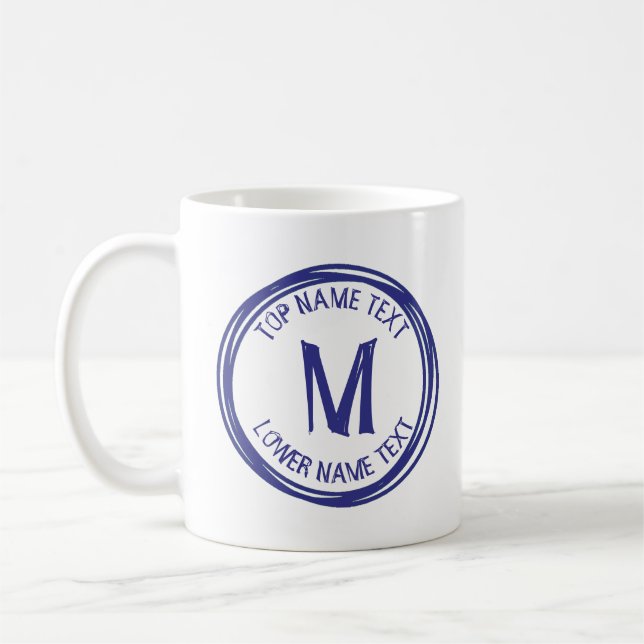 Geben Sie Ihren Anfangsnamen oder Ihre Texthandsch Kaffeetasse (Links)