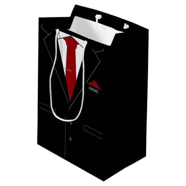 Geben Sie Ihren Namen Geschenkbeutel Funny Busines Mittlere Geschenktüte (Rückseite Schrägansicht)