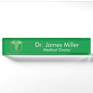 Geben Sie Ihren Namen Medical Caduceus Symbol Gree Namensplakette