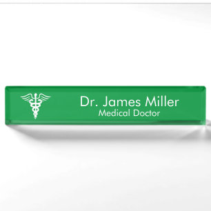 Geben Sie Ihren Namen Medical Caduceus Symbol Gree Namensplakette