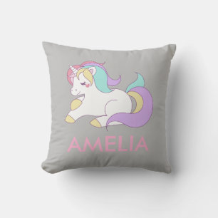 Geben Sie Ihren Namen Niedlich Unicorn Personalisi Kissen