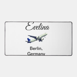 Geben Sie Ihren Namen Reiseort Flugzeug-Digital-No Schreibtischunterlage